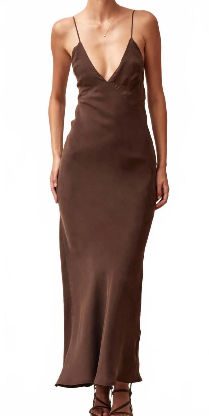 NEW ALOHAS island midi dress in brown - Picture 4 of 4